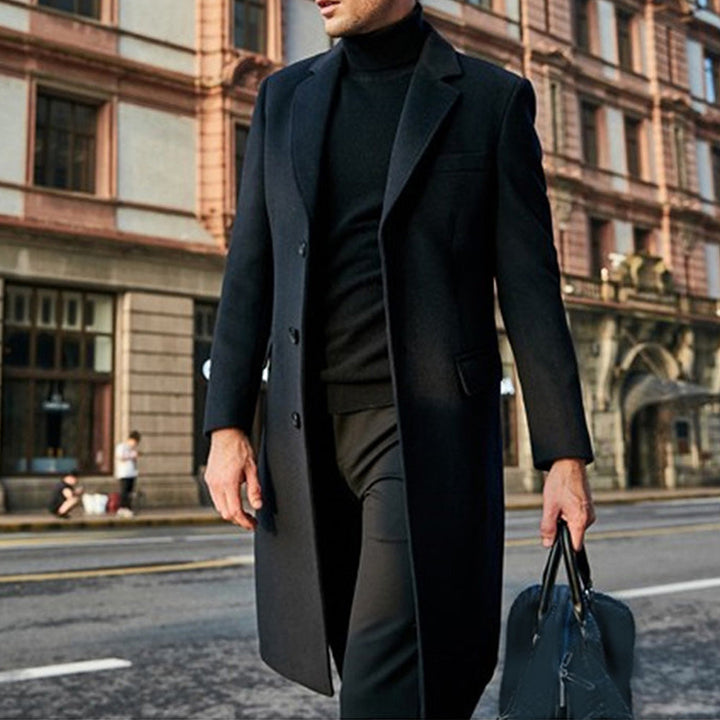 Manteau homme mince et coupe-vent en laine avec boutons
