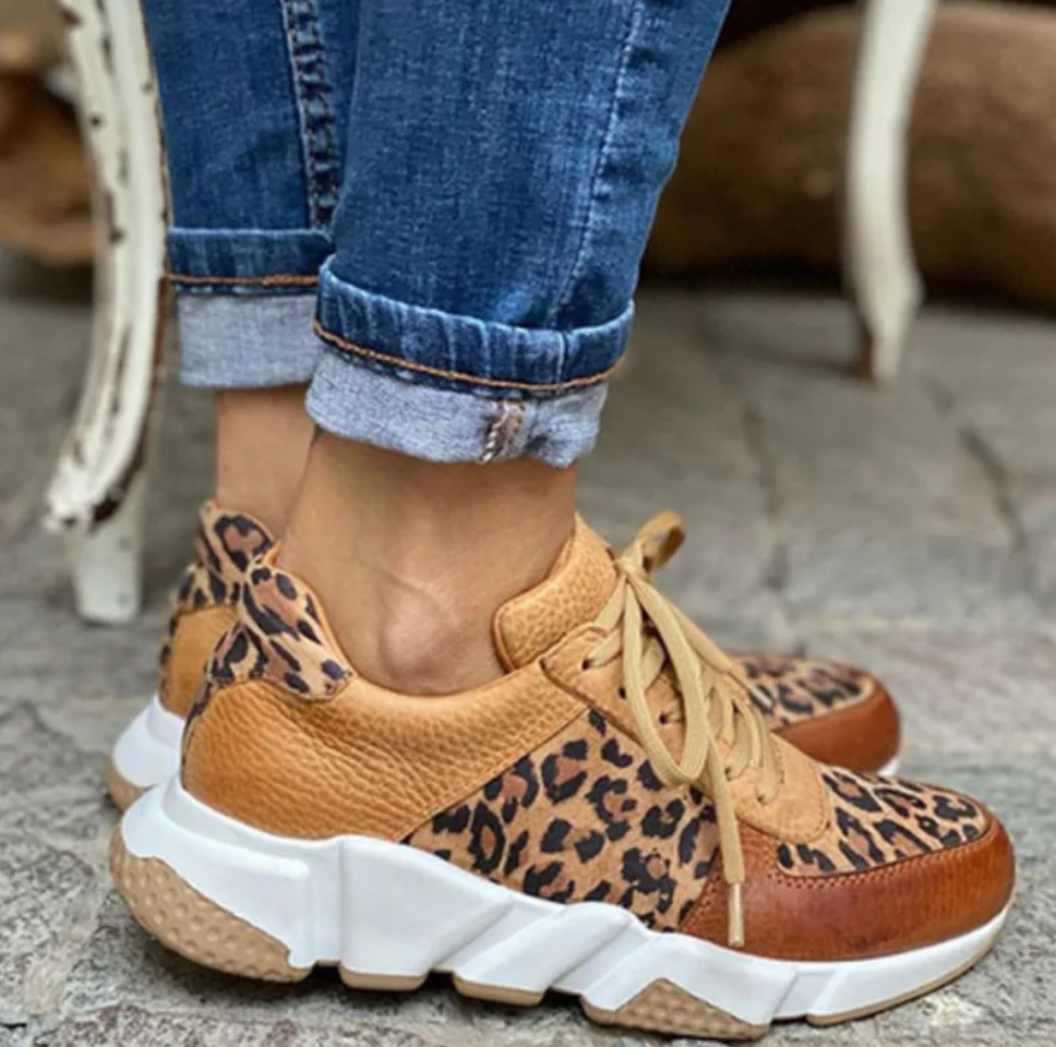 Quorra - Baskets - Décontracté - Imprimé Léopard / PU - Style Moderne / Résistant - Idéal pour l'automne pour femmes