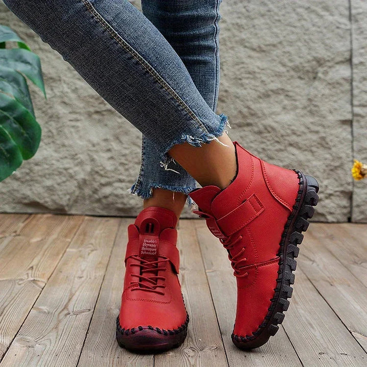 Casual ankle boots made of vegan leather with flat heel for women | Perfect for Casual Days