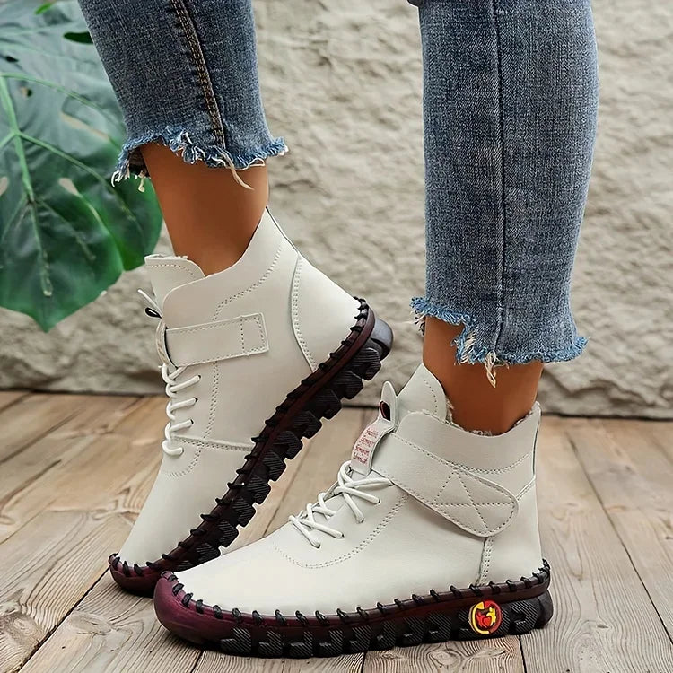 Casual ankle boots made of vegan leather with flat heel for women | Perfect for Casual Days