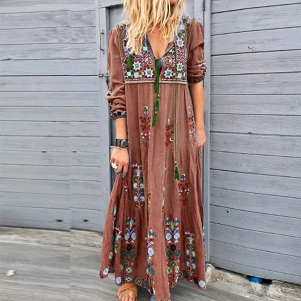 Vivi - Lässiges Maxikleid - Boho - Leinen - Für verschiedene Zwecke für Damen
