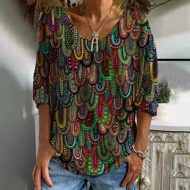 Belphoebe – Camicetta – Casual – Multicolore Cotone – Adatta per tutti i giorni per donna