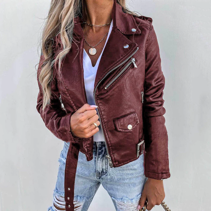 Elegante Enganliegende Lederjacke Für Damen | Perfekt für Legere Tage