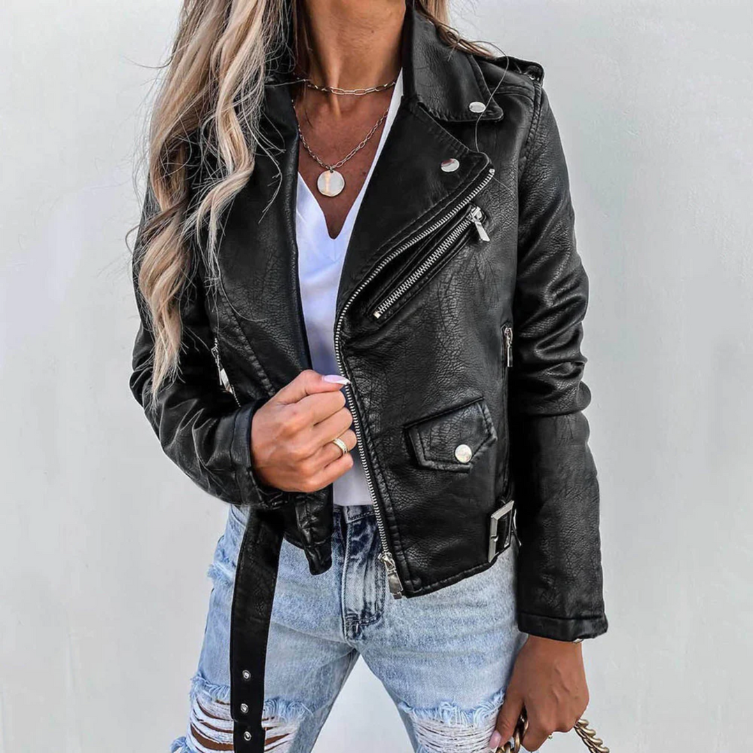 Elegante Enganliegende Lederjacke Für Damen | Perfekt für Legere Tage