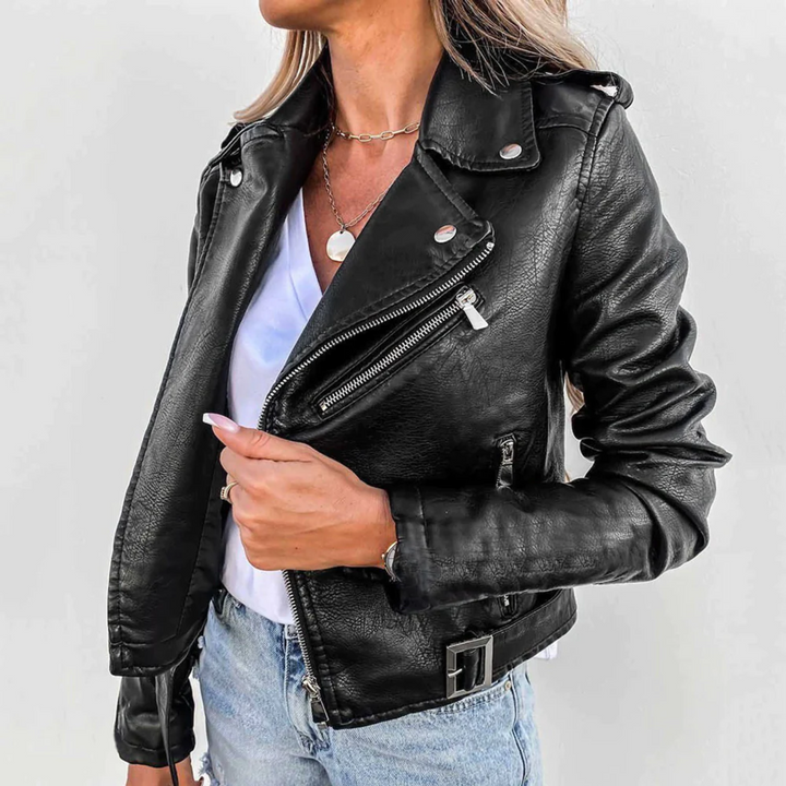 Elegante Enganliegende Lederjacke Für Damen | Perfekt für Legere Tage