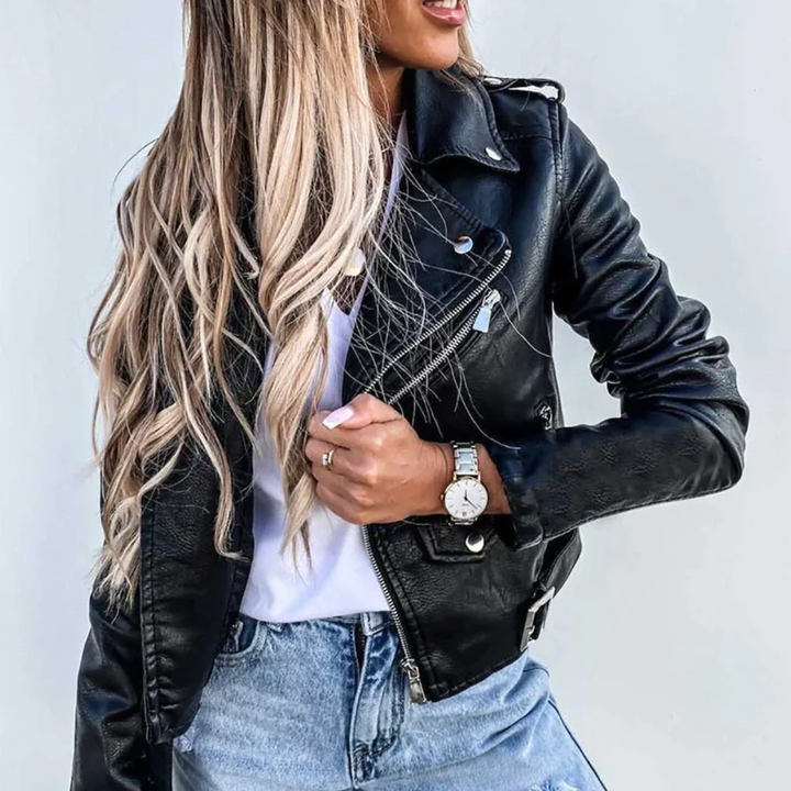 Elegante Enganliegende Lederjacke Für Damen | Perfekt für Legere Tage