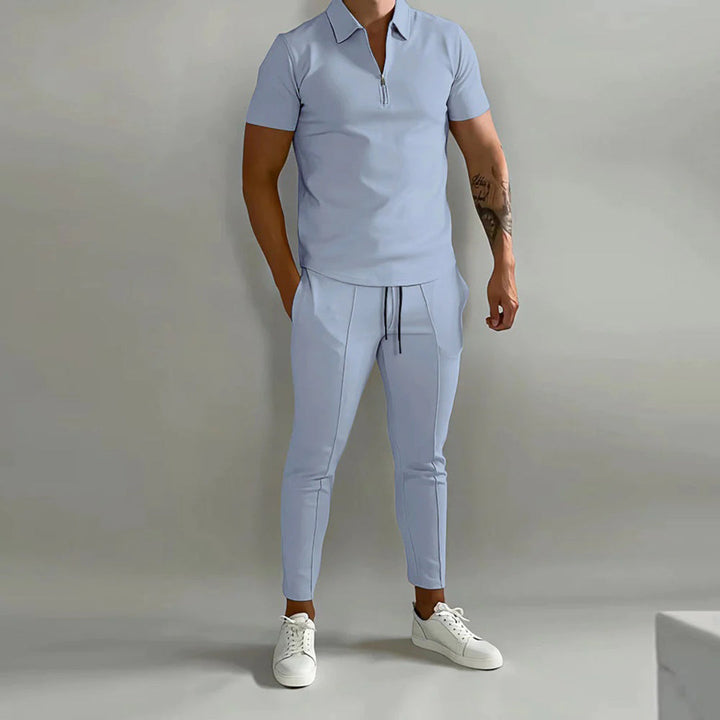 Ensemble deux pièces homme – Polo slim fit & pantalon de jogging avec col zippé