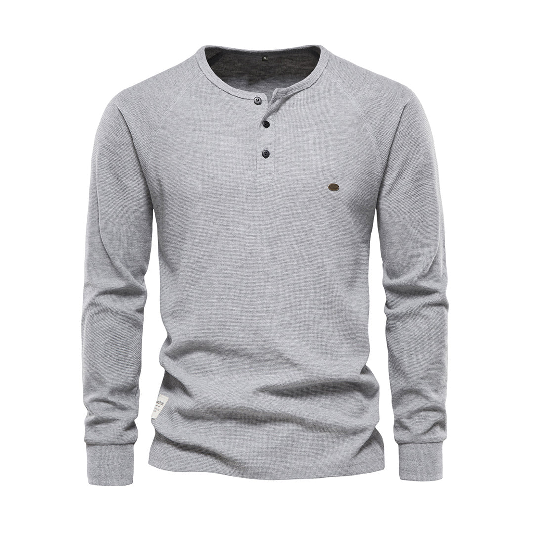 Herren Henley Langarmshirt mit Knopfleiste – Bequemes Freizeitshirt mit Rundhals für Alltag, Layering & Streetstyle