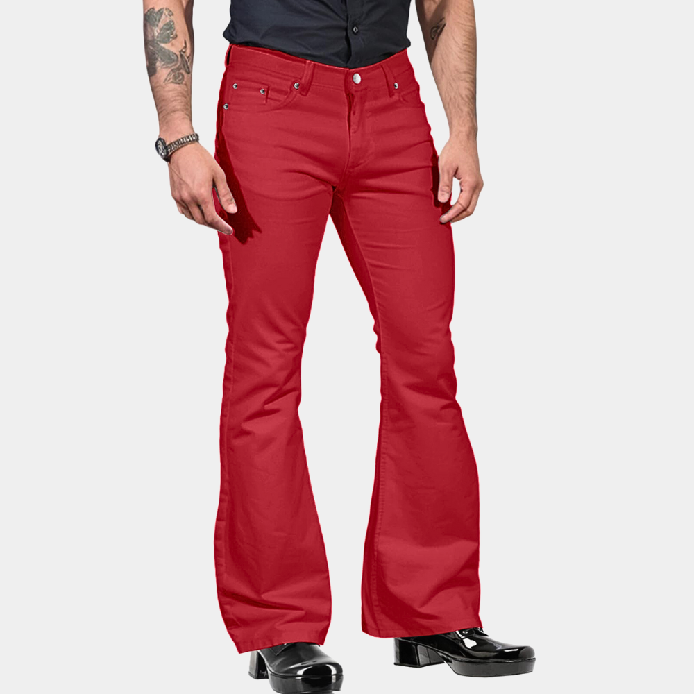 Herren Schlagjeans – Flared Fit in Olivgrün im 70er Retro-Stil