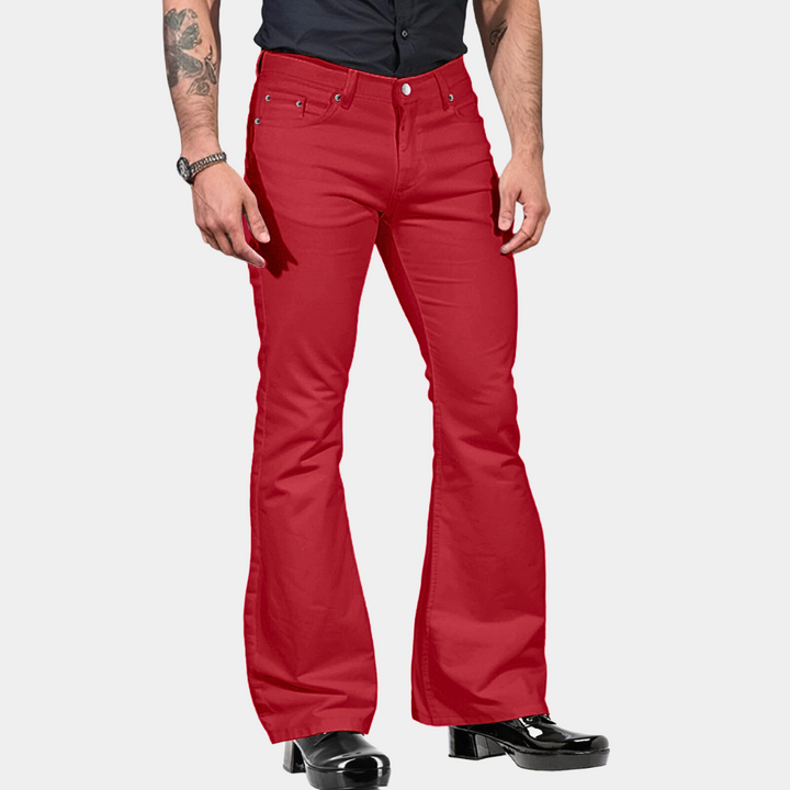 Herren Schlagjeans – Flared Fit in Olivgrün im 70er Retro-Stil