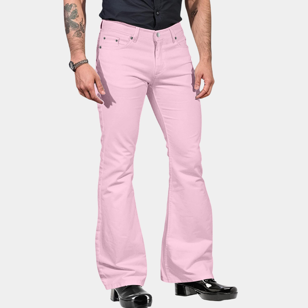 Herren Schlagjeans – Flared Fit in Olivgrün im 70er Retro-Stil
