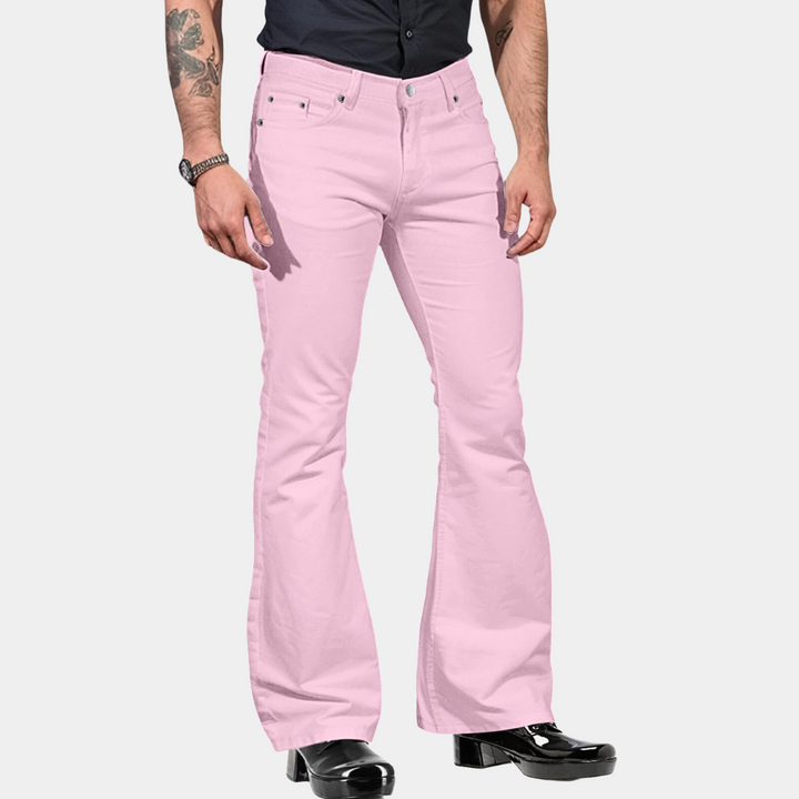 Herren Schlagjeans – Flared Fit in Olivgrün im 70er Retro-Stil