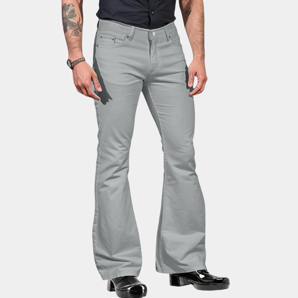 Herren Schlagjeans – Flared Fit in Olivgrün im 70er Retro-Stil