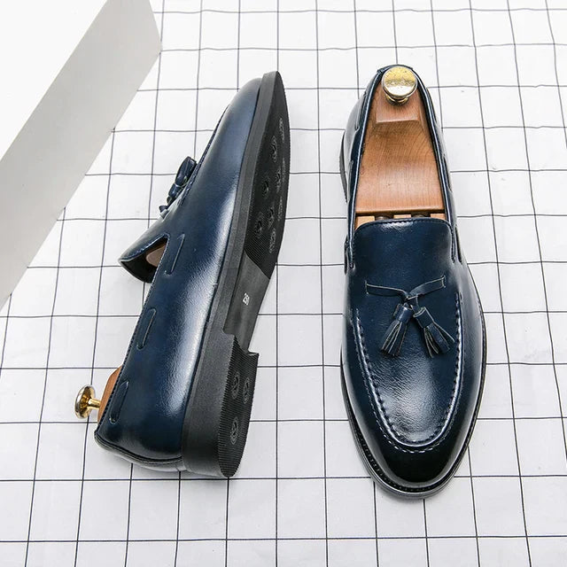 Mocassins élégants pour hommes avec détail pompon – Mocassins confortables en similicuir pour affaires, mariage et loisirs – Mocassins antidérapants au design classique