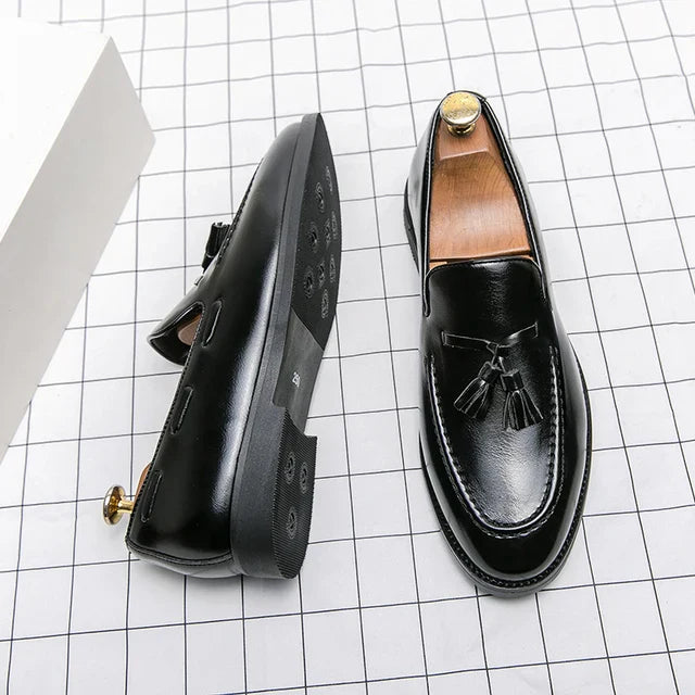 Mocassins élégants pour hommes avec détail pompon – Mocassins confortables en similicuir pour affaires, mariage et loisirs – Mocassins antidérapants au design classique