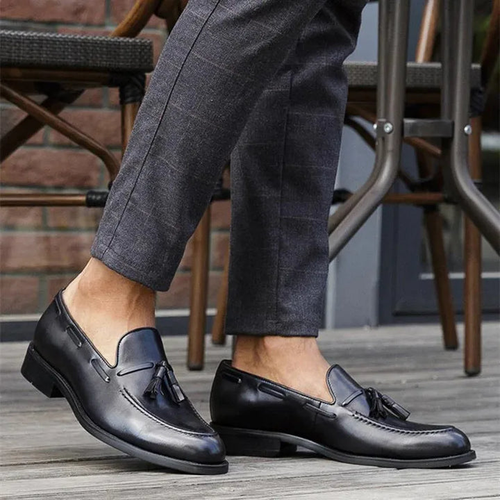 Mocassins élégants pour hommes avec détail pompon – Mocassins confortables en similicuir pour affaires, mariage et loisirs – Mocassins antidérapants au design classique