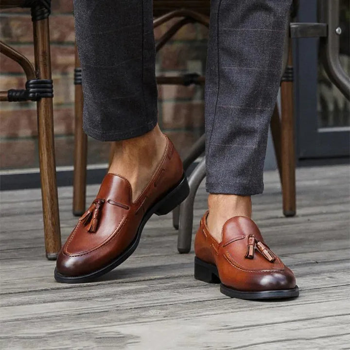 Mocassins élégants pour hommes avec détail pompon – Mocassins confortables en similicuir pour affaires, mariage et loisirs – Mocassins antidérapants au design classique