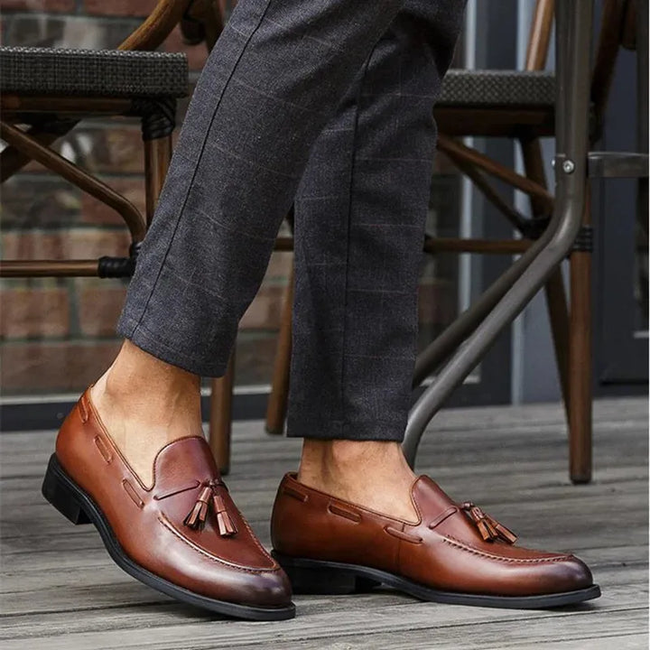 Mocassins élégants pour hommes avec détail pompon – Mocassins confortables en similicuir pour affaires, mariage et loisirs – Mocassins antidérapants au design classique