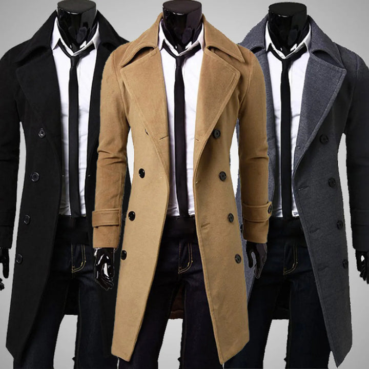 Darrick - Giacca trenchcoat antivento con doppia fila di bottoni