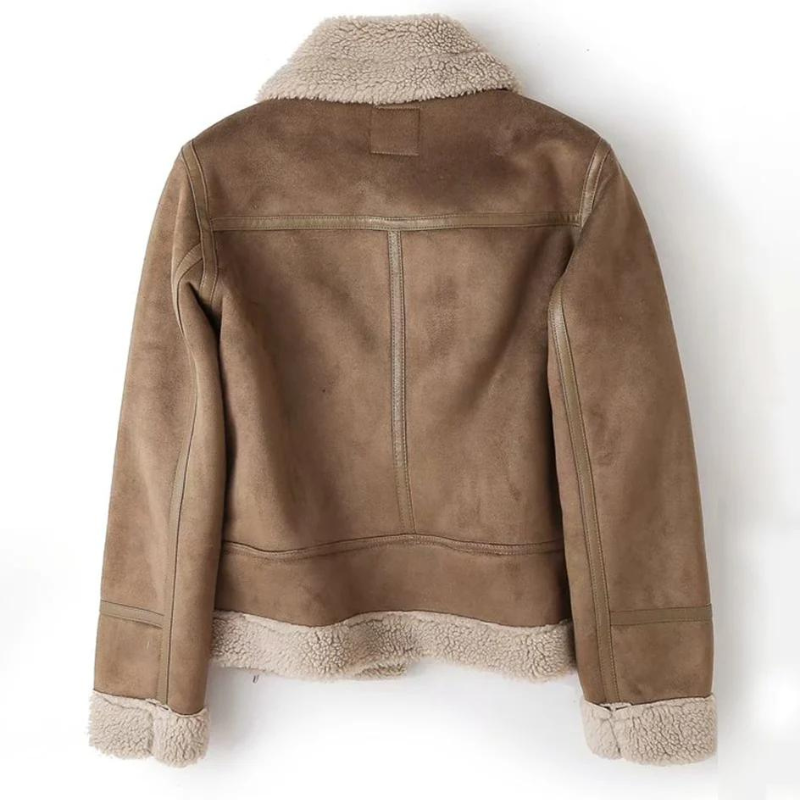 Macie | Lederjacke mit Sherpa Futter
