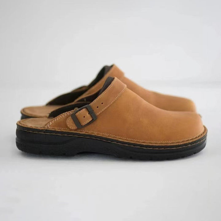 Sabots unisex en cuir avec bride réglable – Chaussures de tous les jours confortables avec semelle antidérapante