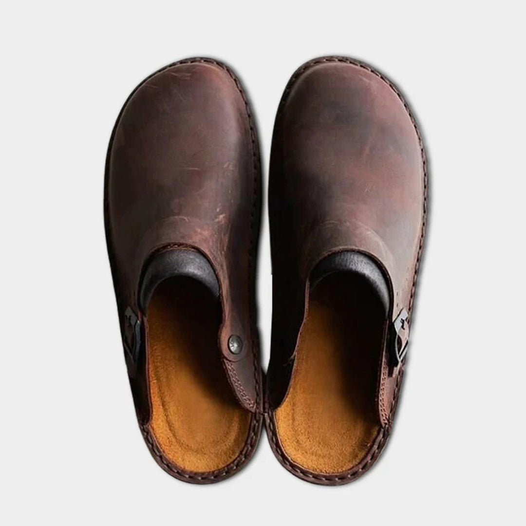 Sabots unisex en cuir avec bride réglable – Chaussures de tous les jours confortables avec semelle antidérapante