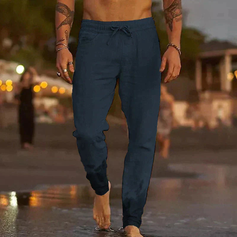 Sommer strand lange leinenhose für herren