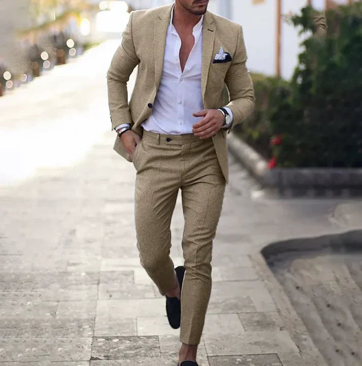 Costume homme slim fit 2 pièces – Veste élégante & pantalon pour mariage, affaires & occasions festives