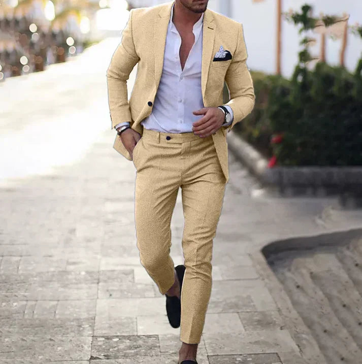 Costume homme slim fit 2 pièces – Veste élégante & pantalon pour mariage, affaires & occasions festives
