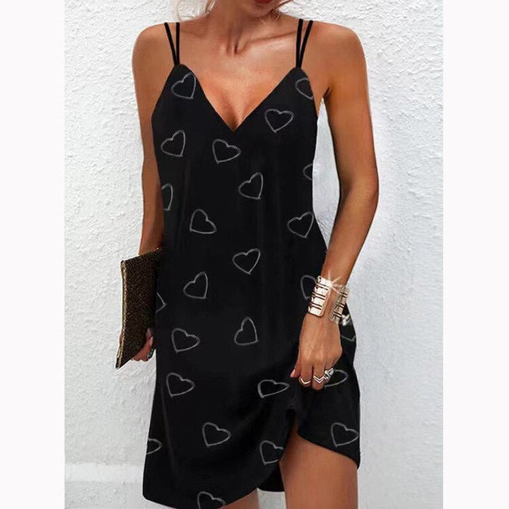 Vestito floreale da donna con spalline sottili – Vestito estivo corto con scollo a V e stampa floreale – Perfetto per vacanze e uso quotidiano