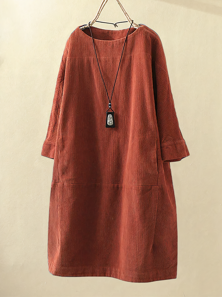 Nancy - Robe en velours côtelé coupe A