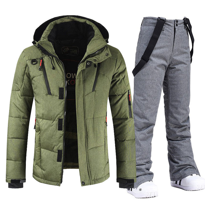 Yenien | Combinaison de ski imperméable et coupe-vent avec capuche et pantalon à bretelles