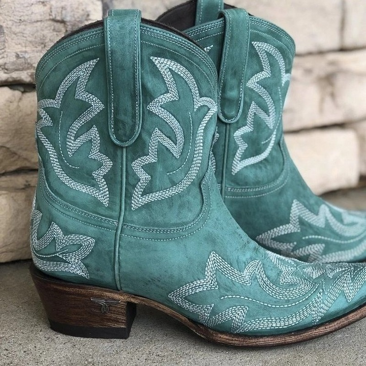 Lina - Bottes de cowboy brodées en cuir