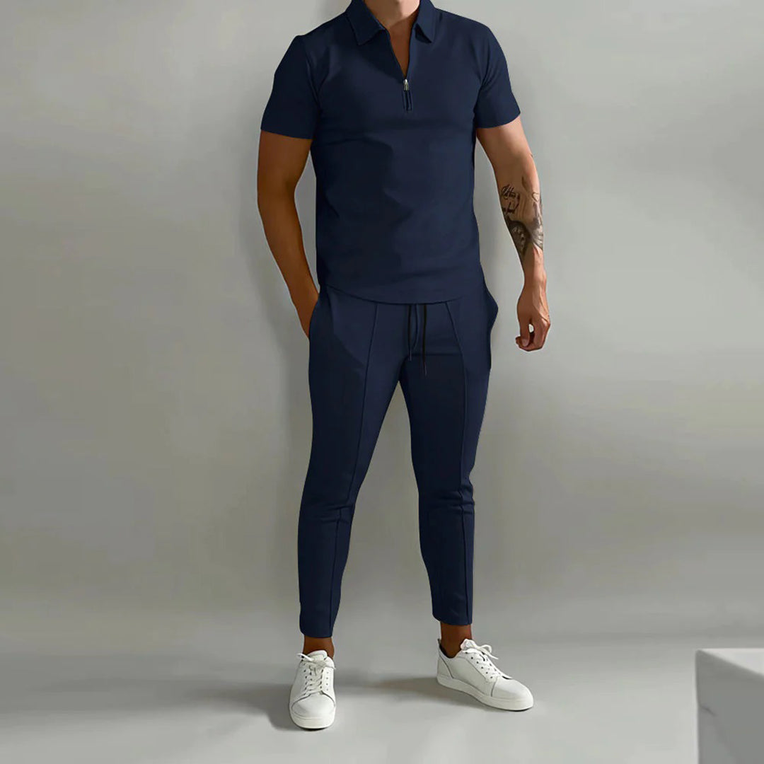 Ensemble deux pièces homme – Polo slim fit & pantalon de jogging avec col zippé