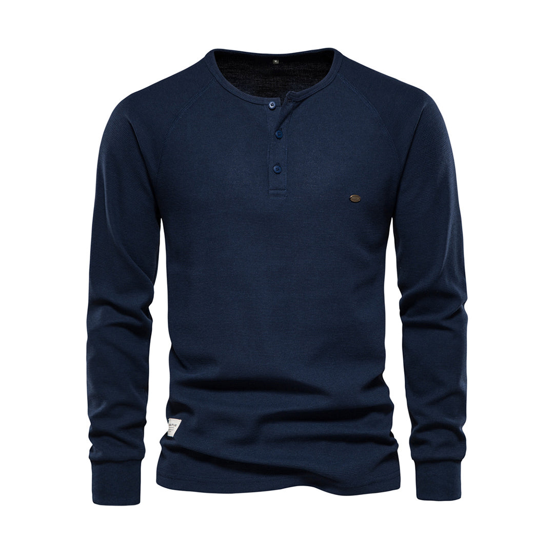 Herren Henley Langarmshirt mit Knopfleiste – Bequemes Freizeitshirt mit Rundhals für Alltag, Layering & Streetstyle