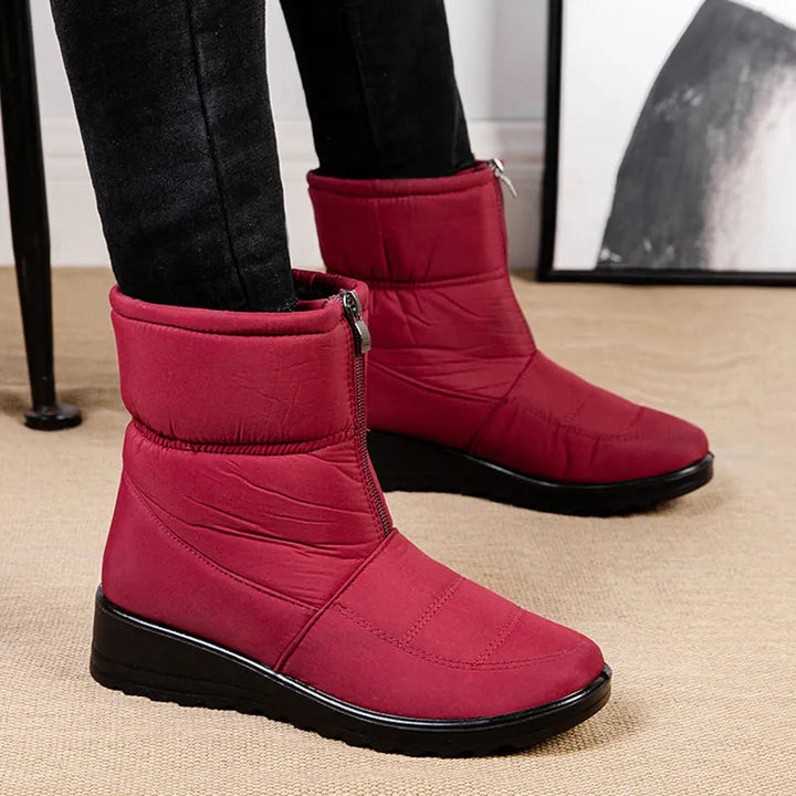 Flache Wasserdichte Schnee Stiefel Mit Vorderem Reißverschluss Für Damen | Ideal für Winter