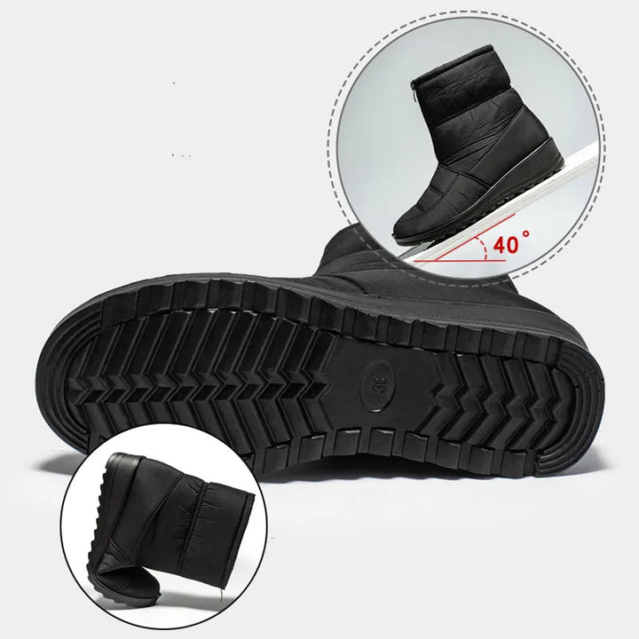 Flache Wasserdichte Schnee Stiefel Mit Vorderem Reißverschluss Für Damen | Ideal für Winter