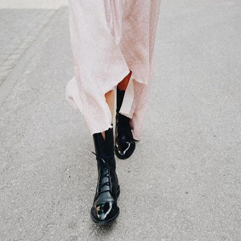 Klassische Stilvolle Faux Glattleder Stiefeletten für Damen | Perfekt für den Alltag
