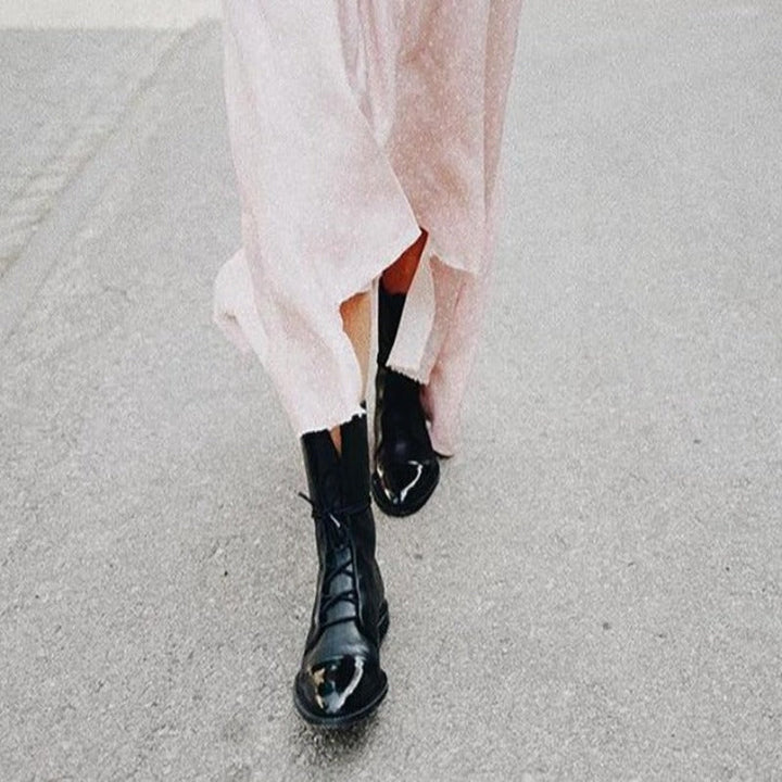 Klassische Stilvolle Faux Glattleder Stiefeletten für Damen | Perfekt für den Alltag