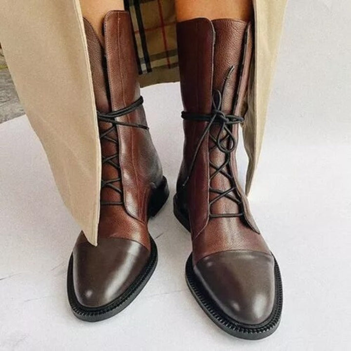 Klassische Stilvolle Faux Glattleder Stiefeletten für Damen | Perfekt für den Alltag