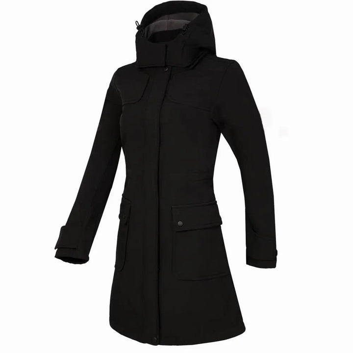 Giacca impermeabile classica lunga con cappuccio per donna | Perfetta per attività all'aperto