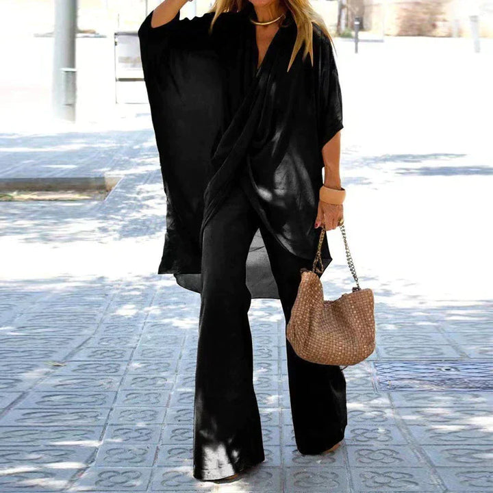 Ensemble SISI pour femmes – tenue élégante 2 pièces avec décolleté en V et pantalon large