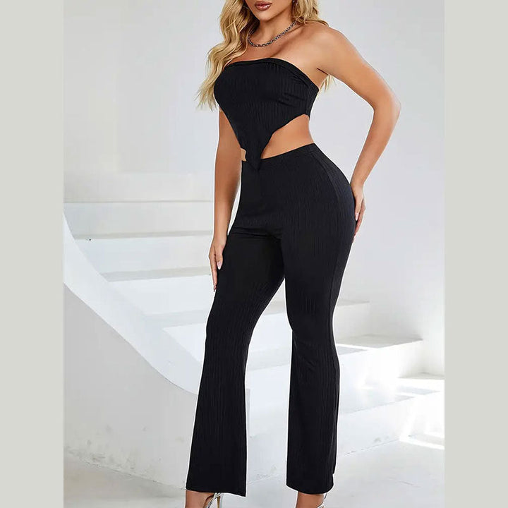 Tuta elegante da donna con cut-out e taglio asimmetrico – elegante e comoda per ogni occasione