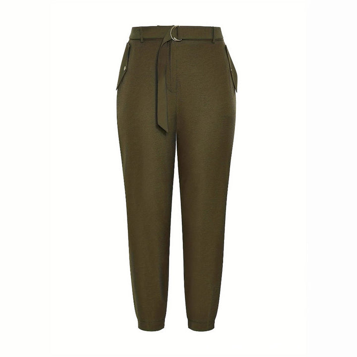Pantaloni chino eleganti da donna a vita alta con cintura
