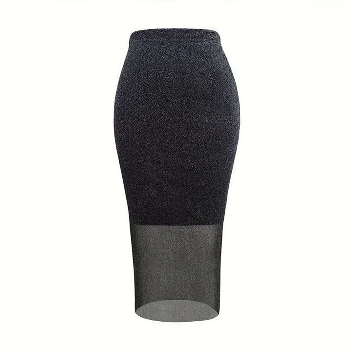 Gonna aderente da donna in tessuto elasticizzato con parte inferiore trasparente