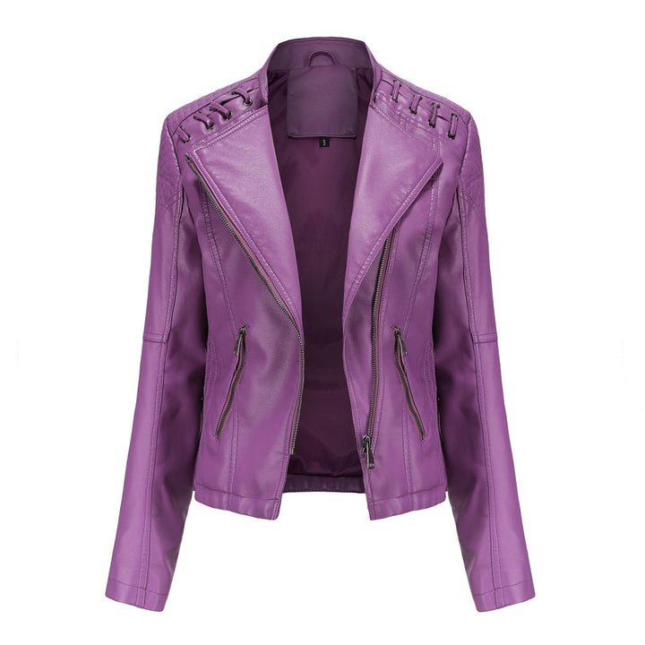 Casual Enganliegende Lederjacke Mit Schulternaht für Damen | Perfekt für Lässige Tage