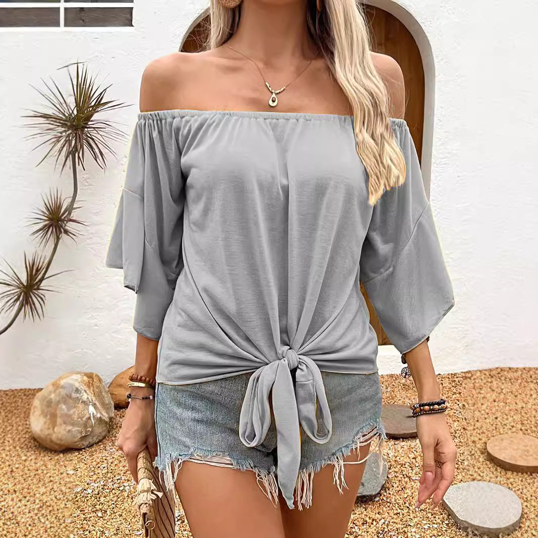 Women's off-shoulder top with stylish knot detail and airy sleeves