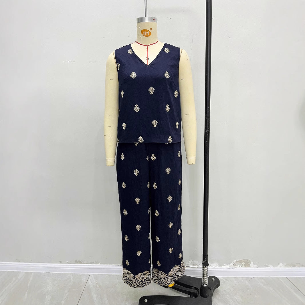 Set da donna con top senza maniche e pantaloni palazzo eleganti