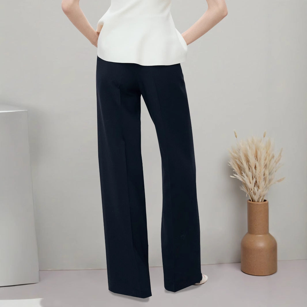 Pantaloni palazzo a vita alta da donna con bottoni decorativi