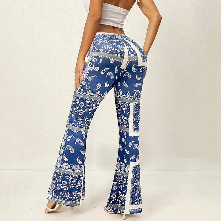 Pantalon évasé Femme avec motif paisley – Pantalon taille haute élégant pour femmes